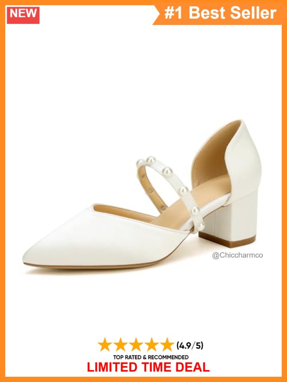 Pearl Block Heel Pumps Wedding Shoes Bride Closed Toe Satin